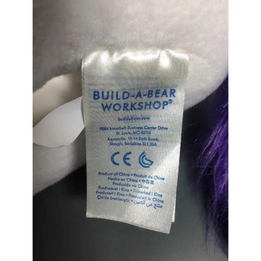 Build-A-Bear Craze Rainbow White Unicorn w/ Purple Glitter Mane/Tail 12